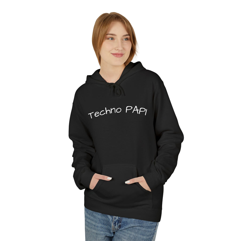 Hoodie — “Techno Papi” Mask Graphic Hoodie (Back: “Artist: Feed Algorithm; Algorithm: Storying”)