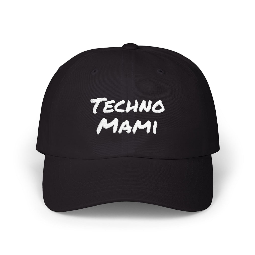 Techno Mami Dad Cap — Embroidered "Classic Dad" White Baseball Hat