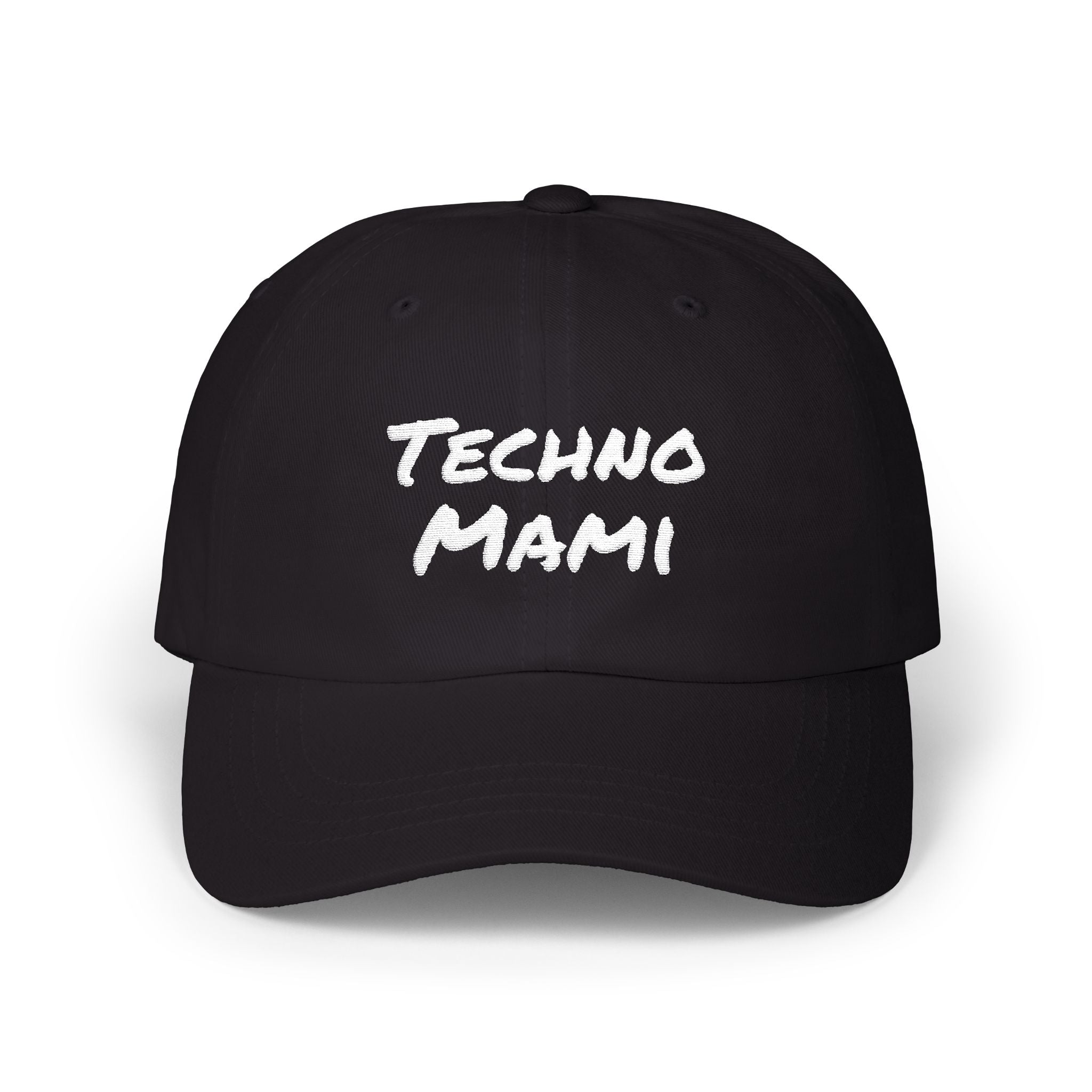 Techno Mami Dad Cap — Embroidered "Classic Dad" White Baseball Hat