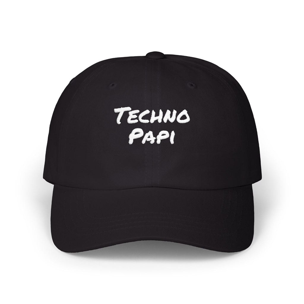 Techno Papi Dad Cap — Embroidered "Classic Dad" White Baseball Hat