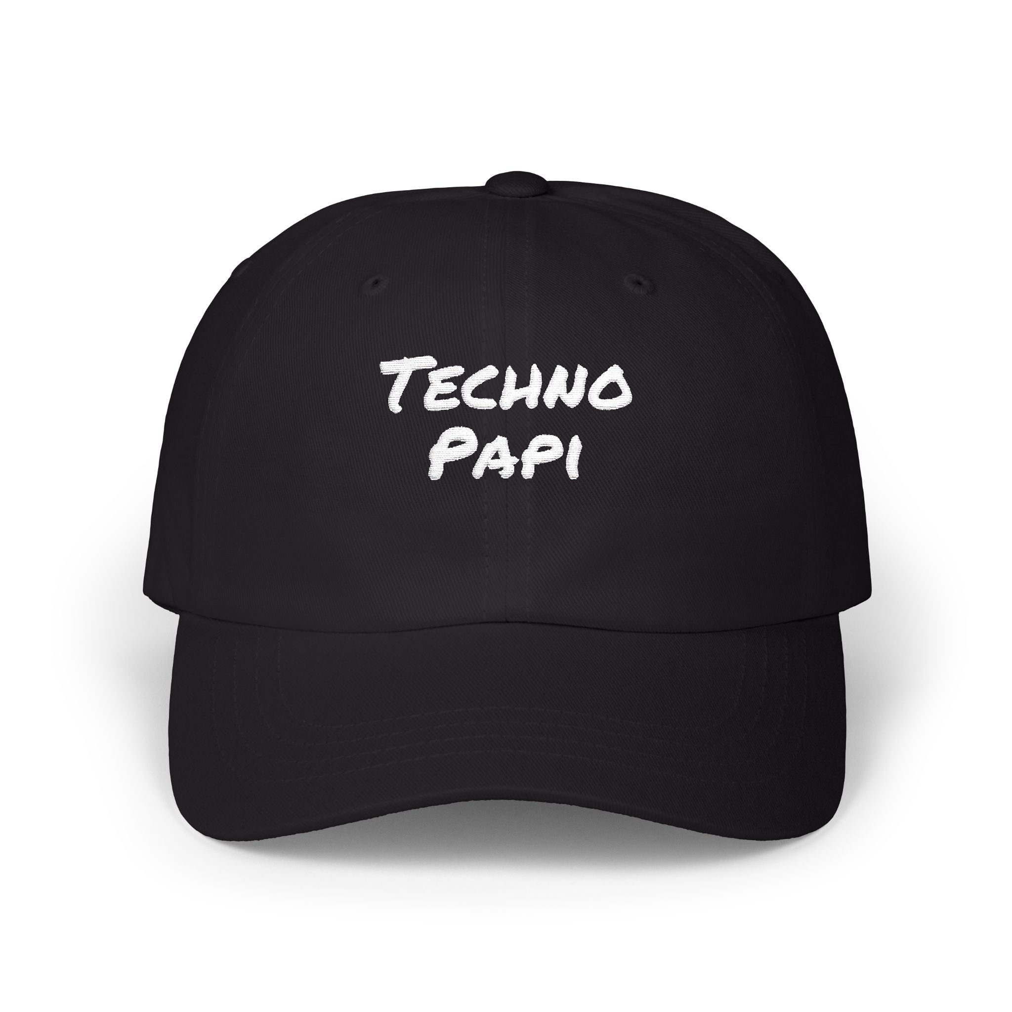 Techno Papi Dad Cap — Embroidered "Classic Dad" White Baseball Hat