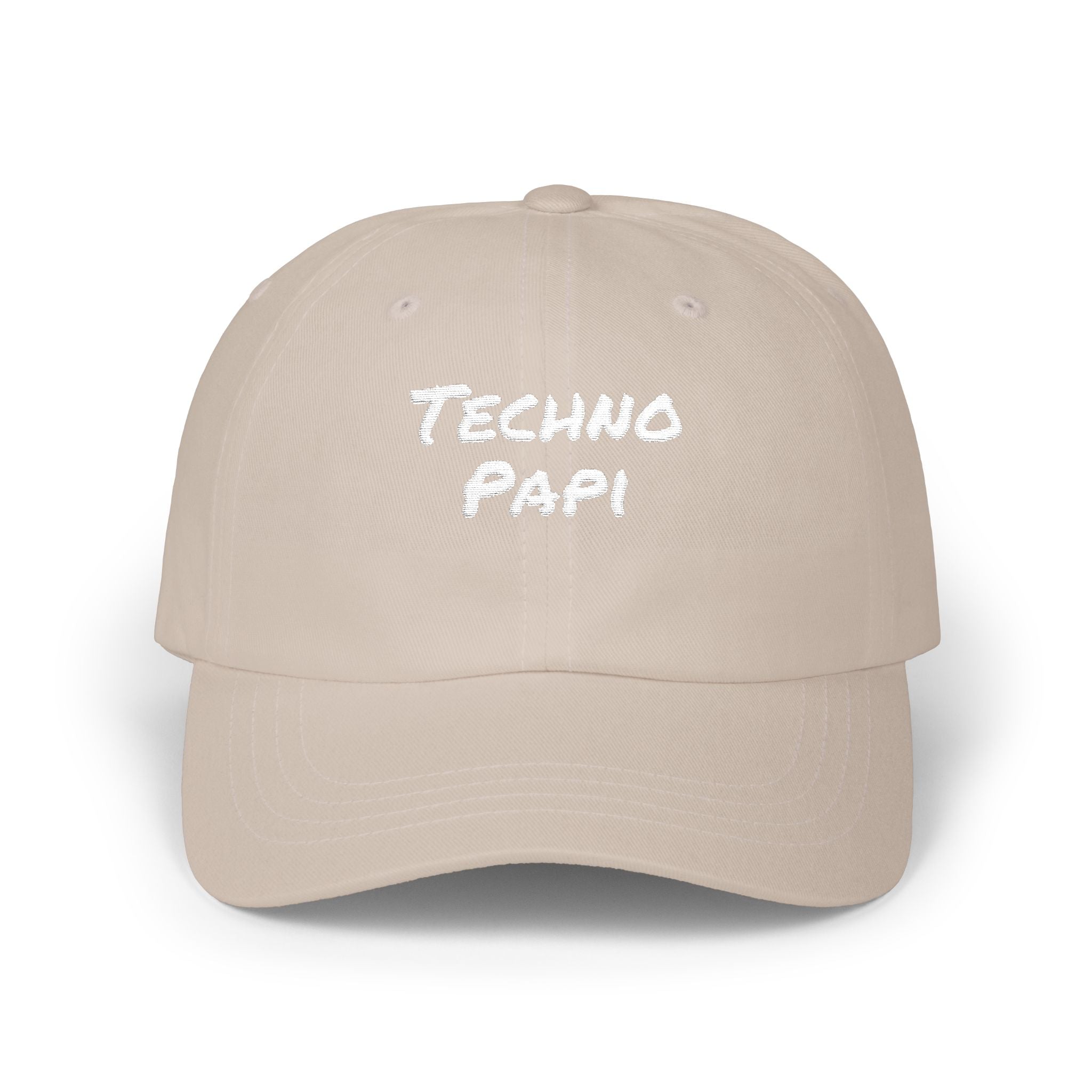Techno Papi Dad Cap — Embroidered "Classic Dad" White Baseball Hat